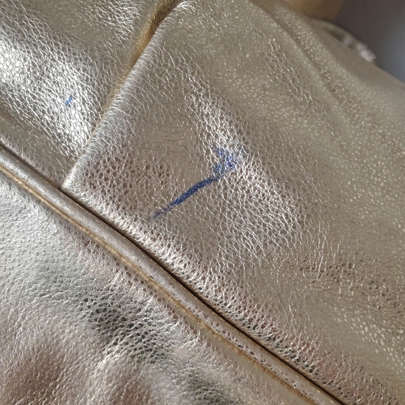 Michael Kors GOLD Tone Shoulder Purse Gold MK buckles ** - Picture 10 of 13